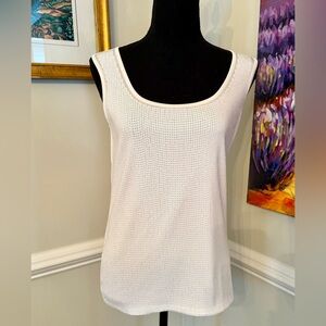 White Sleeveless Knit Top sequins size med NWT